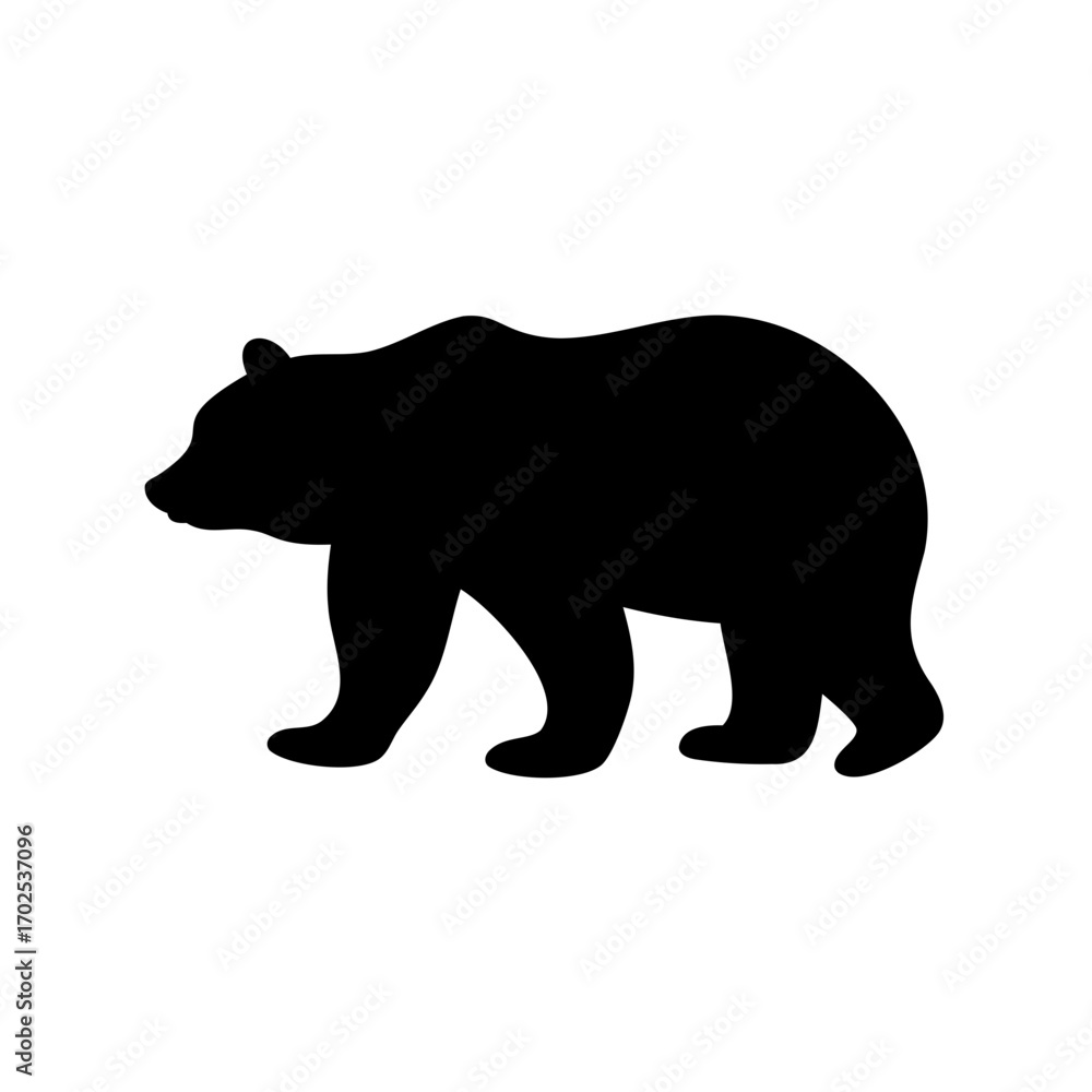 Fototapeta premium Silhouette of a large bear with thick fur walking leftward direction