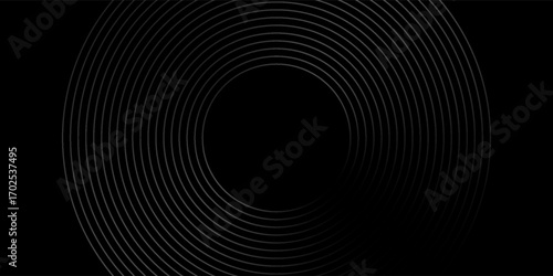 Abstract black glowing geometric lines on gray background. Modern shiny blue circle lines pattern. Futuristic technology concept. Suit for cover  poster