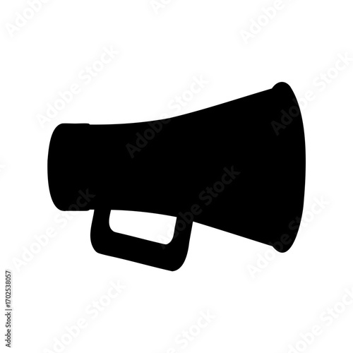 Black silhouette of a megaphone on white background perfect for infographics