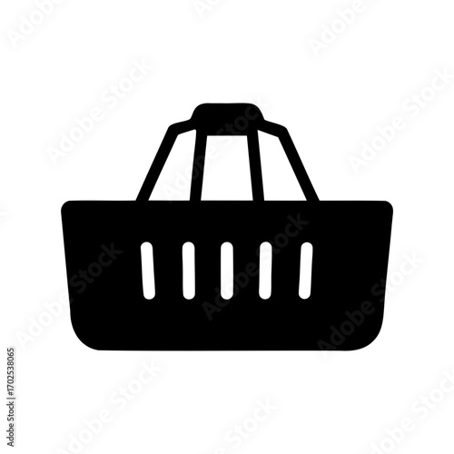 Black shopping basket silhouette representing retail purchase or grocery acquisition