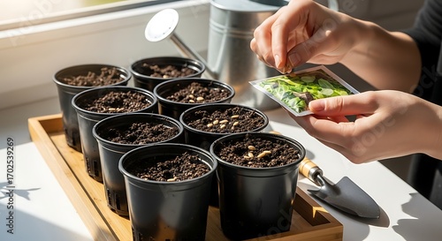 Planting Seeds in Pots for Spring Gardening.