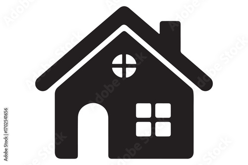 Home silhouette house icon simple black outline vector illustration for real estate design
