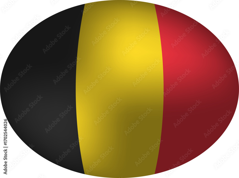 Fototapeta premium Belgium Flag Badge - 3D Oval Sphere Icon