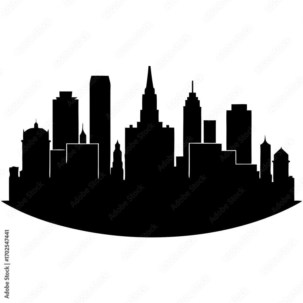 Naklejka premium City skyline Silhouette png