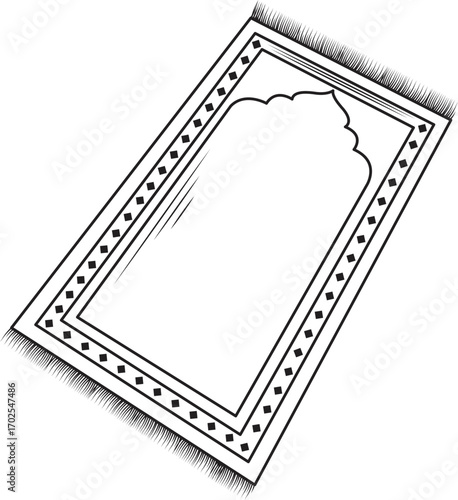 Islamic Prayer Mat Or Prayer Rug Vector Icon Isolated On White Background, Vector Illustration