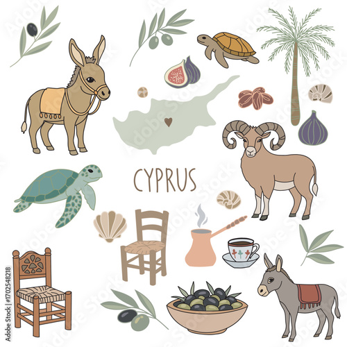 Set vector illustration of Cypriot elements