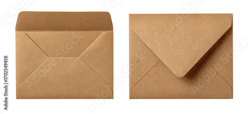 Two kraft paper envelopes, open