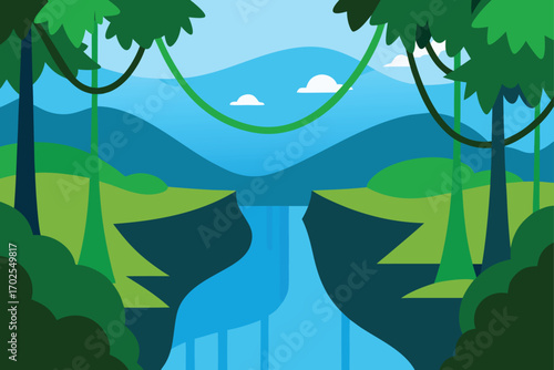Rainforest River with Hanging Vines