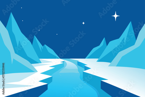 Glacier Valley with Ice Formations