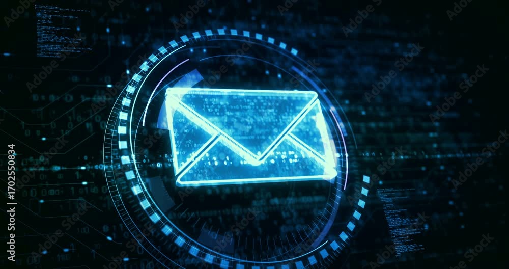 Envelope email and mail message symbol digital concept. Cyber technology and computer background abstract 3d.