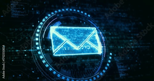 Envelope email and mail message symbol digital concept. Cyber technology and computer background abstract 3d.
