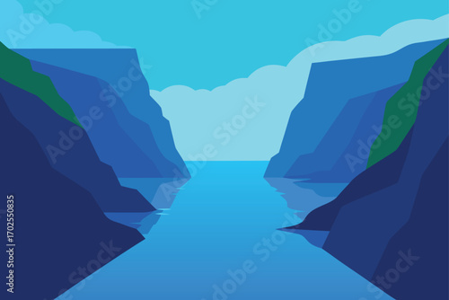 Fjord with Steep Cliffs and Blue Waters