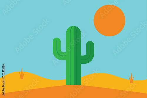 Cactus Desert under Hot Sun