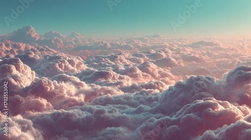 Dreamy Aerial View of Pink Pastel Clouds: Ethereal Beauty and Atmospheric Wonder for Creative Projects