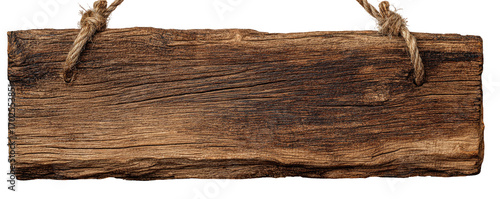 Rustic wooden sign hanging with twine