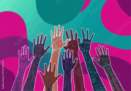 Diverse hands reaching upwards, a visual representation of unity and collective action.