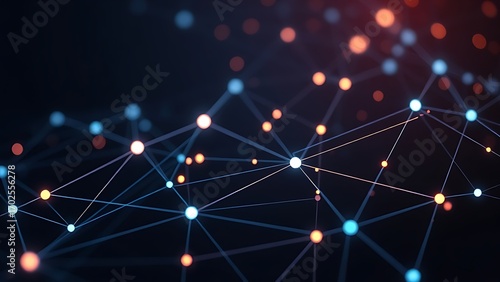 Futuristic network concept with glowing nodes and lines, set against a dark and atmospheric background.