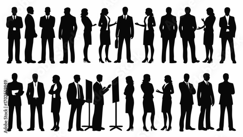 Diverse business professionals in silhouette presenting a modern corporate team for professional use
