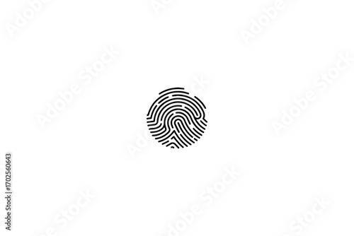 Black Fingerprint Vector Icon for Biometric Security and Identity Verification