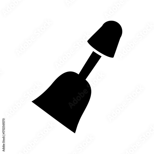 Stylized black silhouette of a gardening trowel, agricultural tool illustration, simple icon