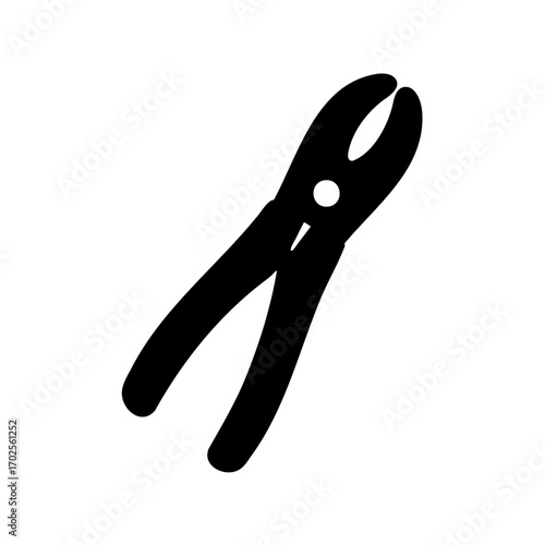 Black silhouette icon of plier tool used in various repairing activities