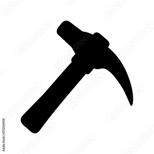 Silhouette of a pickaxe tool used for excavation, mining, and construction purposes