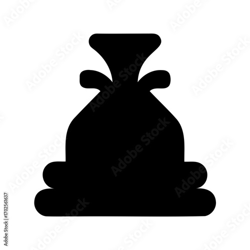 Black Silhouette Image of a Bag, Sack, Package, or Container on White