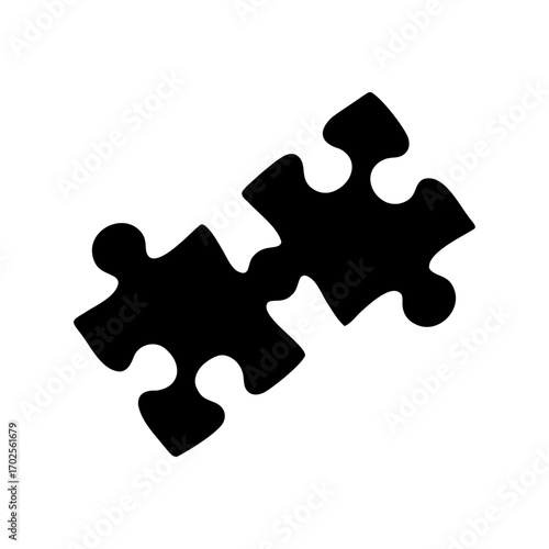 Two jigsaw puzzle pieces connected, representing teamwork, collaboration, and problem solving
