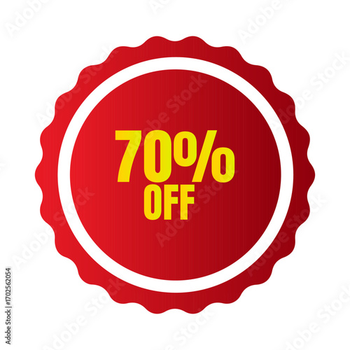 Bold 70% Off Badge Promotional Discount, Limited-Time Offer, Special Sale, EW.ai, Bargain, Price Cut, Savings Announcement