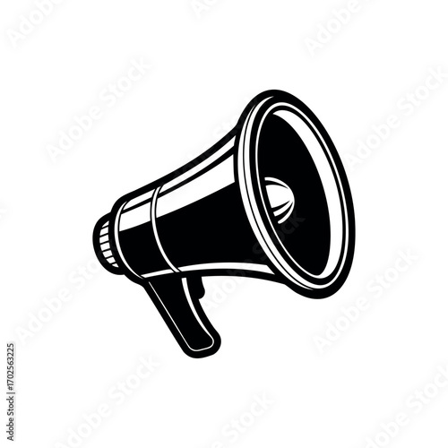 Monochrome vector illustration of a classic megaphone perfect for announcements silhouette vector