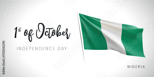 Nigeria independence day vector banner, greeting card