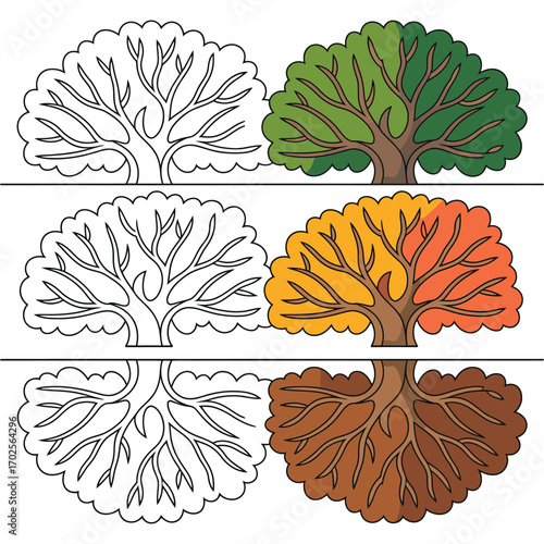 Seamless floral and autumn leaves vector pattern design