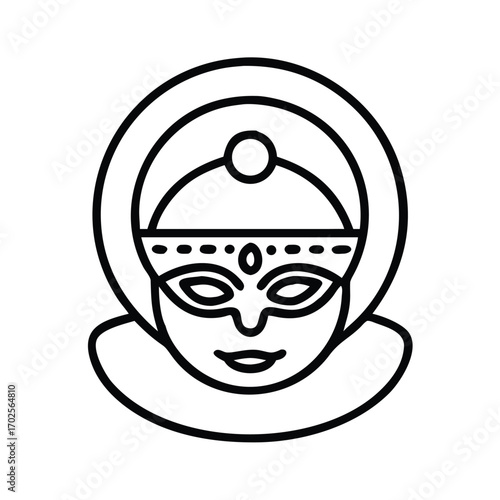 Minimalist kathakali mask line art vector icon scalable illustration for graphic design vector