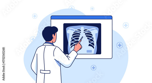 Medical Professional Analyzing Chest X-Ray, Providing Insights Into Diagnostic Procedure Details