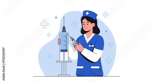 Medical Professional Preparing Injection with Syringe for Patients Wellbeing and Treatment