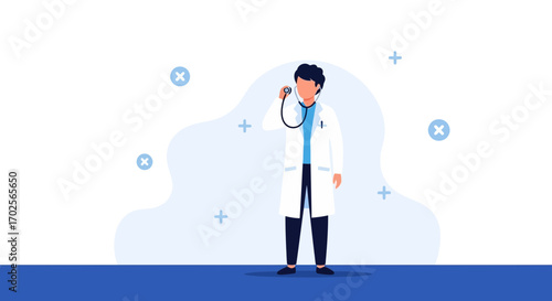 Medical Professional Using Stethoscope, An Isolated Doctor Examining Health Conditions Visually
