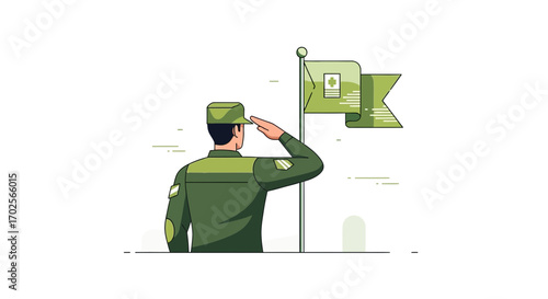 Military Salute With Flag And Medical Symbol Illustration Representing Heroism And Service