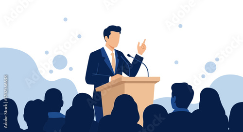 Motivational Speaker Delivering Speech to Audience Demonstrating Leadership And Confidence