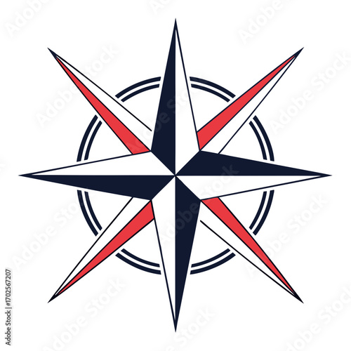 Compass rose, a nautical symbol for direction