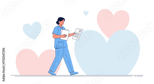 Nurse With Documents Delivering Kindhearted Healthcare Treatment for All Patients