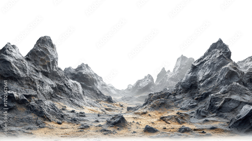 Fototapeta premium Asteroid landscape isolated on transparent background