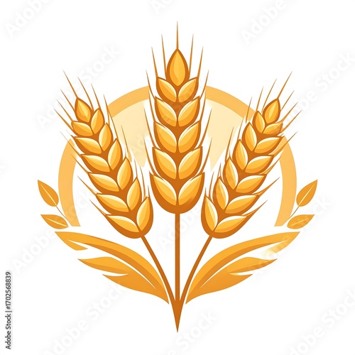 Three golden wheat stalks in a circular design