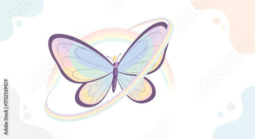 Majestic Monarch, Pastel Wings Delighting With Rainbow Hues, Surrounded by Gentle Archway
