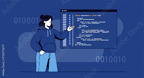 Person Presenting Code Illustrated On A Digital Screen For Contemporary Audiences