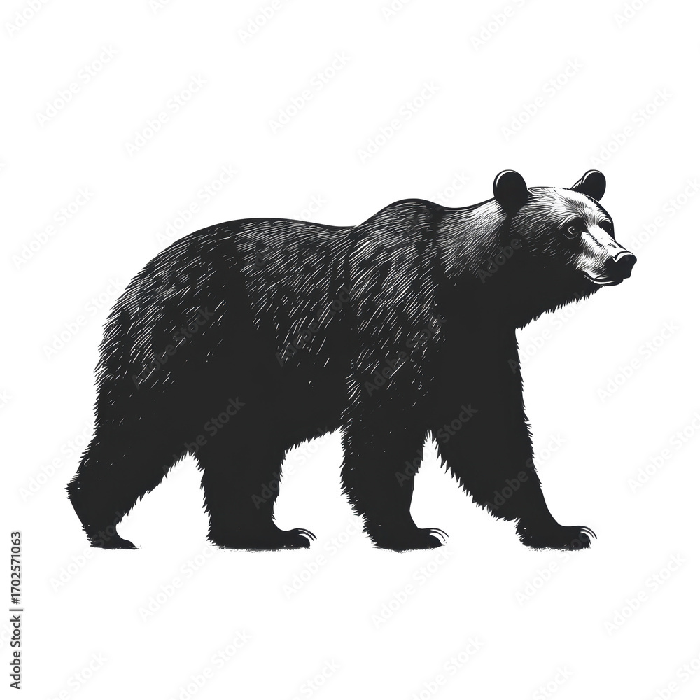 Fototapeta premium Bear silhouette isolated on transparent background