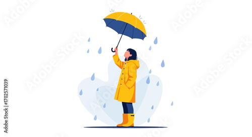 Person Sheltering Under Umbrella During Rainfall, Embracing the Weather's Tranquility