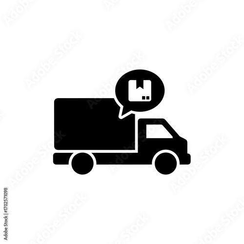 Delivery truck with package icon in speech bubble