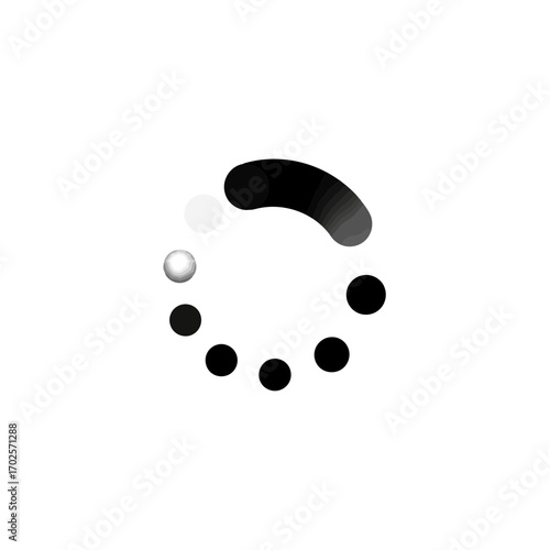 Circular loading indicator with gradient and dots on white background