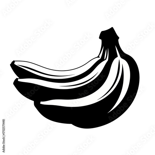 Bunch of bananas silhouette isolated on white background