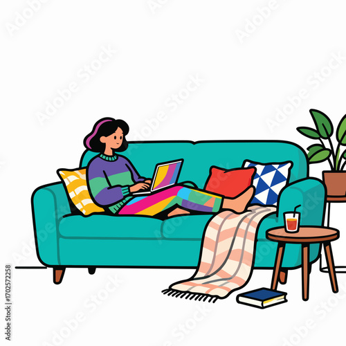 young woman relaxing on sofa at home